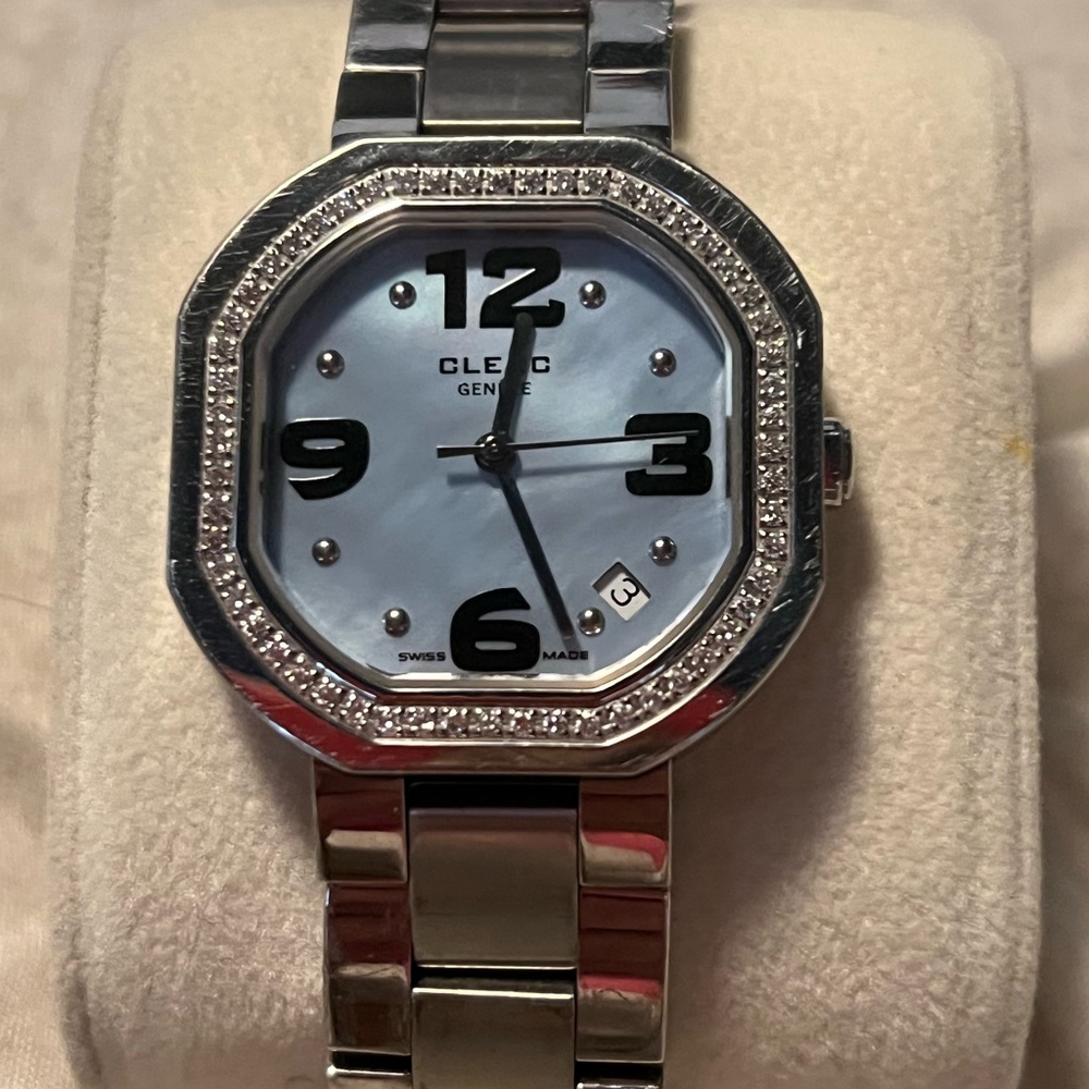 Cleo Silver Watch with Blue Dial